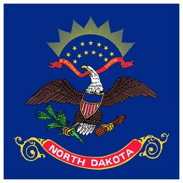 Square Vector Flag of North Dakota, USA, Isolated on White Background Stock Illustration