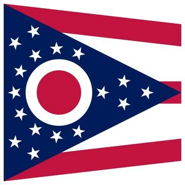 Square Vector Flag of Ohio, USA, Isolated on White Background Stock Illustration