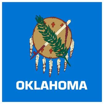 Square Vector Flag of Oklahoma, USA, Isolated on White Background Stock Illustration
