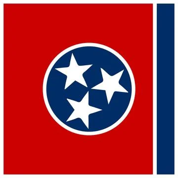 Square Vector Flag of Tennessee, USA, Isolated on White Background Stock Illustration