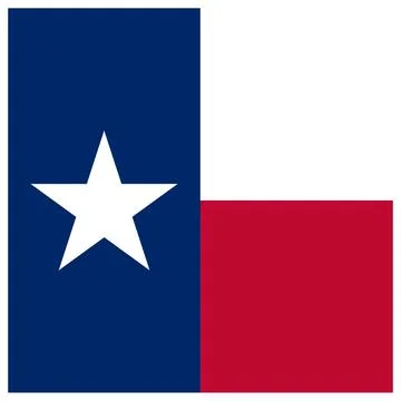 Square Vector Flag of Texas, USA, Isolated on White Background Stock Illustration