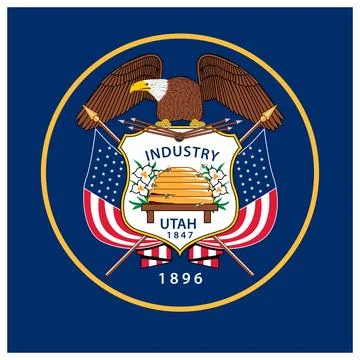 Square Vector Flag of Utah, USA, Isolated on White Background Illustrazione stock
