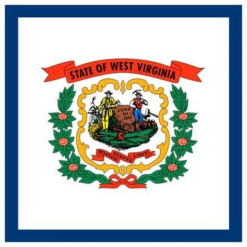 Square Vector Flag of West Virginia, USA, Isolated on White Background Stock Illustration