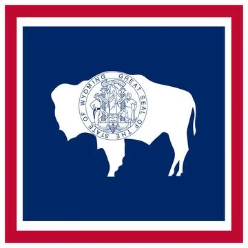 Square Vector Flag of Wyoming, USA, Isolated on White Background Stock Illustration