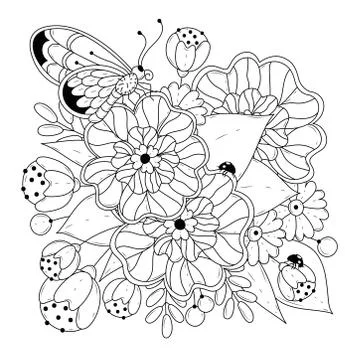 Square vector illustration. Coloring page for children and adults. Stock Illustration
