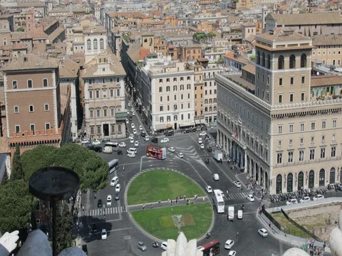 Square, Venice from above with traffic Stock Footage 74508390