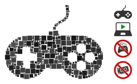 Square Video Games Icon Vector Collage Illustrazione stock