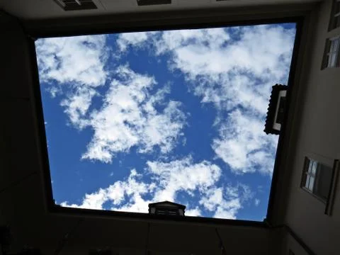 Square View at Cloudy Sky from Yard Quad Thorough Apartment Building of Flats Stock Photos