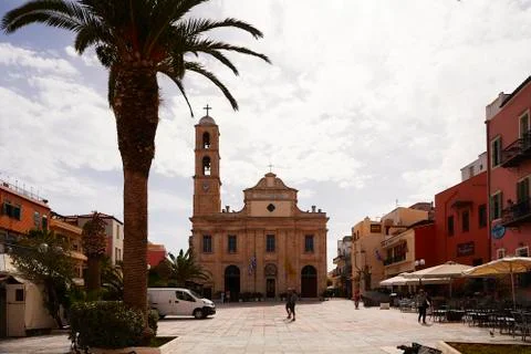 Square view in the old town of Chania. Stock Photos