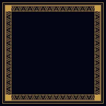 Square vintage pattern border flat gold concept Illustrazione stock