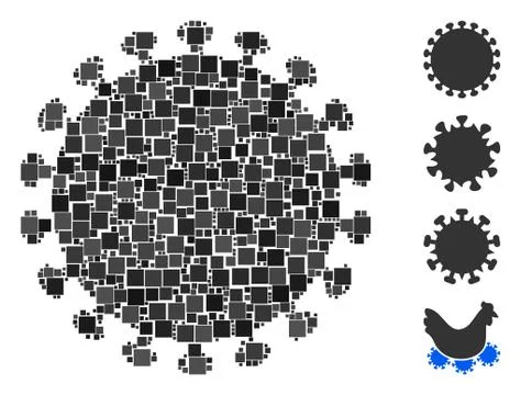 Square Virus Shell Icon Vector Collage イラスト素材