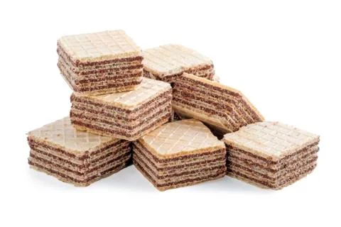 Square wafer biscuits isolated on white Stock Photos