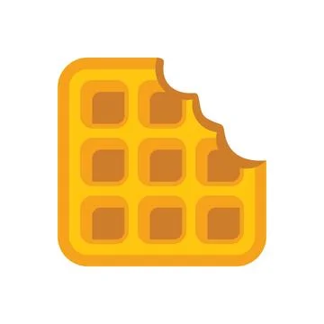 Square waffle being eaten with bite missing on white background イラスト素材