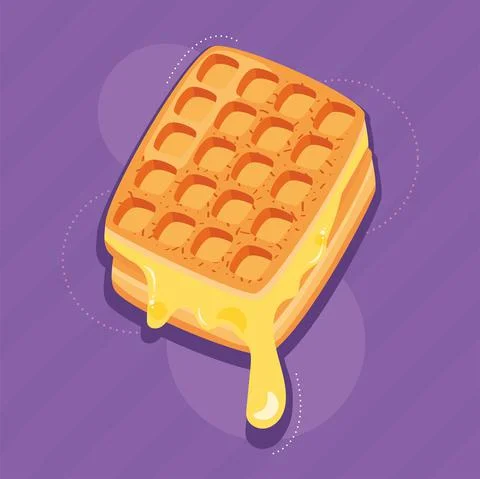 Square waffle with butter Stock Illustration