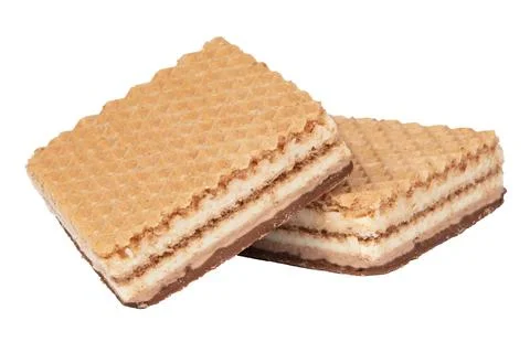 Square waffles isolated on white background Stock Photos