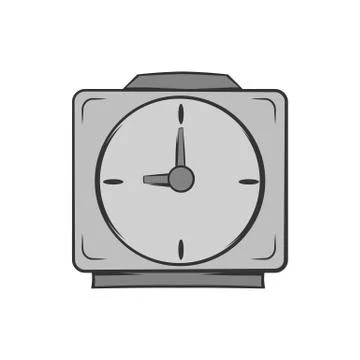Square wall clock icon, black monochrome style Stock Illustration