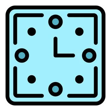Square wall clock icon color outline vector Stock Illustration
