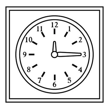 Square wall clock icon, outline style Stock Illustration