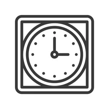 Square Wall clock icon, outline design editable stroke pixel perfect 스톡 일러스트