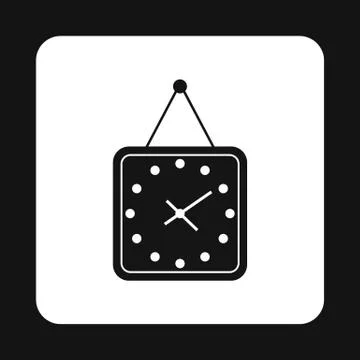 Square wall clock icon, simple style 스톡 일러스트