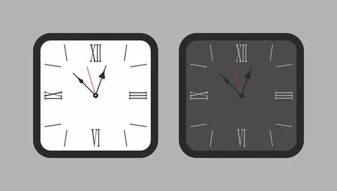 Square wall clock Stock Illustration