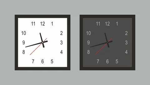 Square wall clock Stock Illustration