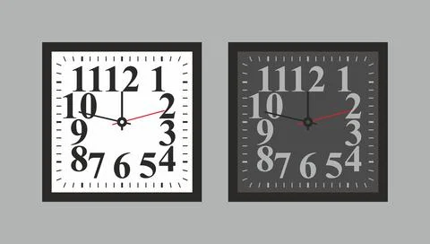 Square wall clock Stock Illustration