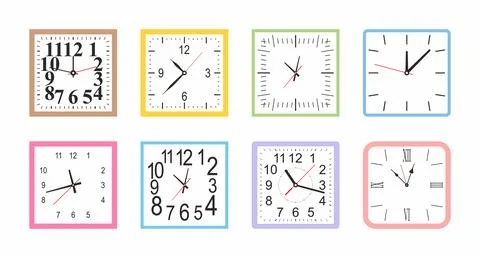 Square wall clock Stock Illustration
