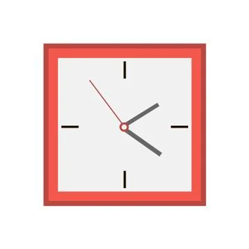 Square wall clock on white background. Vector illustration in trendy flat style Stock Illustration