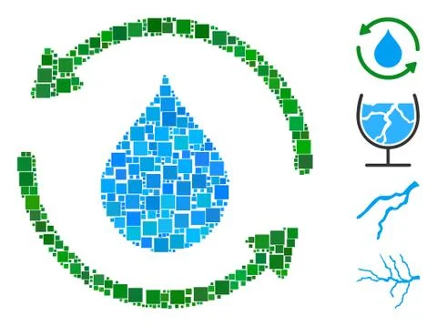 Square Water Treatment Icon Vector Collage Stock Illustration