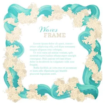 Square waves frame isolated on white background. Stock Illustration