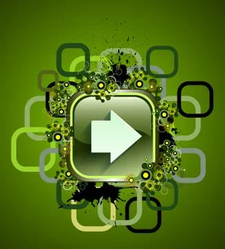 Square web button with arrow on white background. Stock Illustration