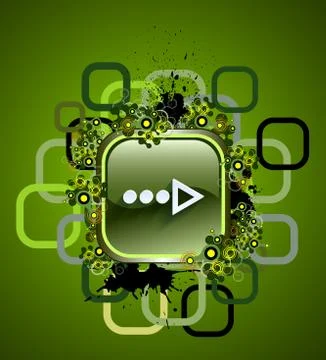 Square web button with arrow on white background. Stock Illustration