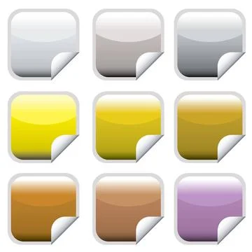 Square web button precious metal web icon with paper corner curl Copyright... 库存照片