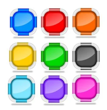 Square web buttons with bevel rims Stock Illustration