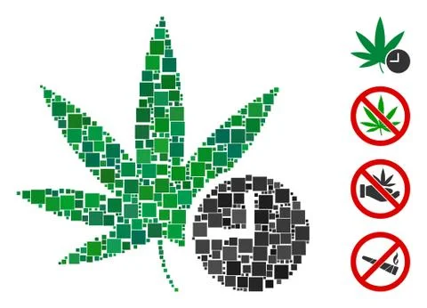 Square Weed Time Icon Vector Mosaic イラスト素材