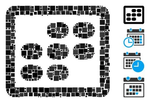 Square Week Calendar Icon Vector Mosaic Stock Illustration