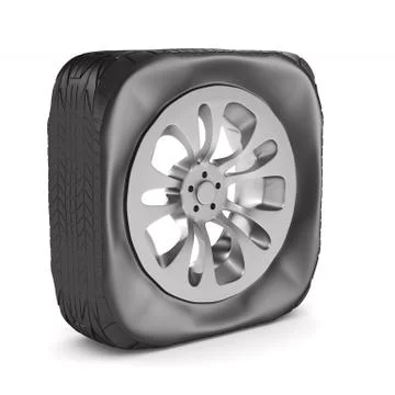 Square wheel on white background. Isolated 3D illustration Stock Illustration