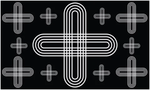 Square of white cross on abstract black background Illustrazione stock