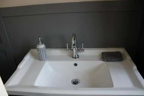 Square white sink Stock Photos