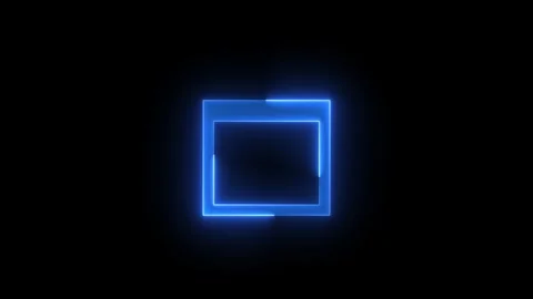 Square window computing icon glowing neon blue color animation black backgro Stock Footage 265668349