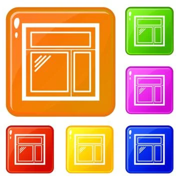Square window frame icons set vector color Ilustración de archivo
