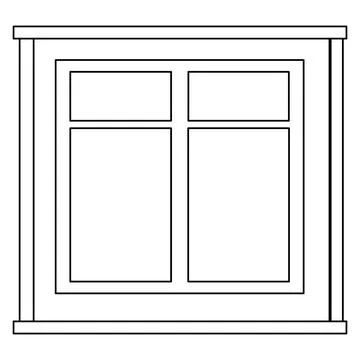 Square window outline for house isolated on white background. Clipart. Stock Illustration