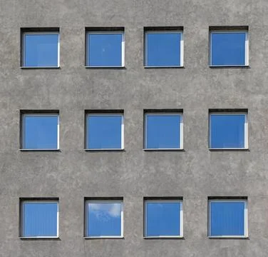 Square Windows Grey Building Stock Photos