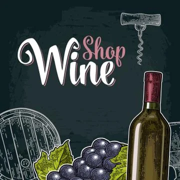Square wine label or poster. Wine Shop lettering. Stockillustratie