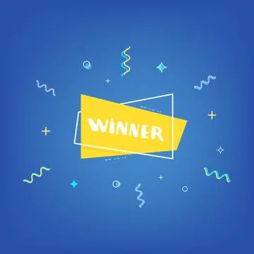 Square winner screen with frame. Handwritten doodle lettering. Element for gr Stock Illustration