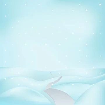 Square winter landscape view with road across hills at snowfall vector Stock Illustration