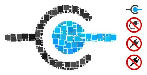 Square Wire Connection Icon Vector Mosaic Stock Illustration