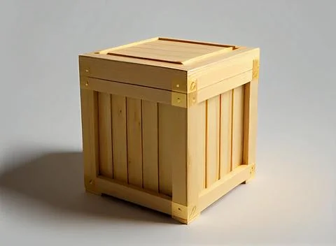 Square wooden box for shipping on a white background. 스톡 일러스트