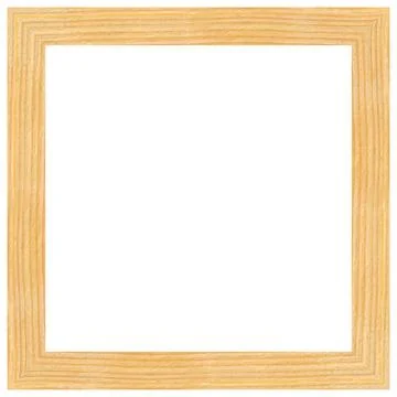 Square wooden frame cut from pine wood, isolated on white background Stock Illustration
